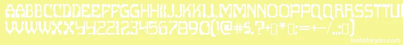 scritzy x-Schriftart – Weiße Schriften auf gelbem Hintergrund