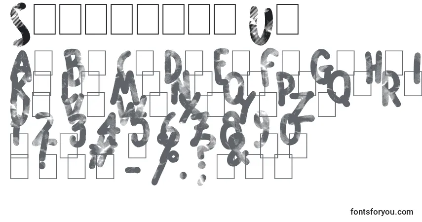 A fonte Scrunched Up – alfabeto, números, caracteres especiais