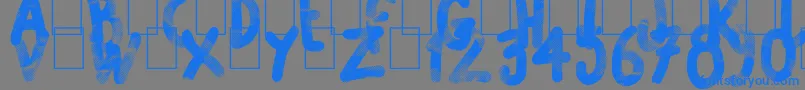 Scrunched Up Font – Blue Fonts on Gray Background