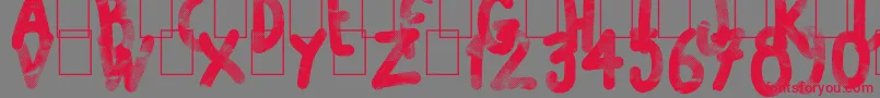 Scrunched Up Font – Red Fonts on Gray Background