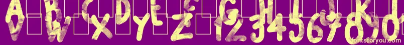 Scrunched Up-Schriftart – Gelbe Schriften auf violettem Hintergrund