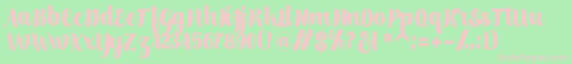 scylla-Schriftart – Rosa Schriften auf grünem Hintergrund