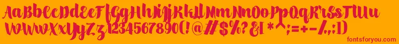 scylla-Schriftart – Rote Schriften auf orangefarbenem Hintergrund