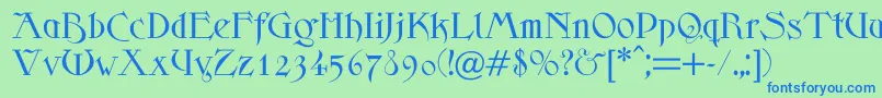 フォントScythe – 青い文字は緑の背景です。