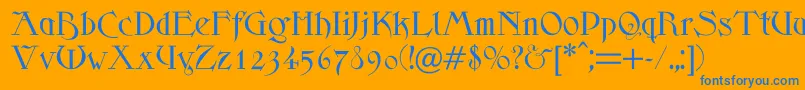 Scythe Font – Blue Fonts on Orange Background