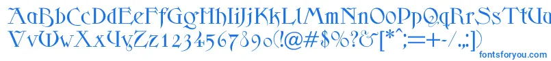 Scythe-Schriftart – Blaue Schriften auf weißem Hintergrund
