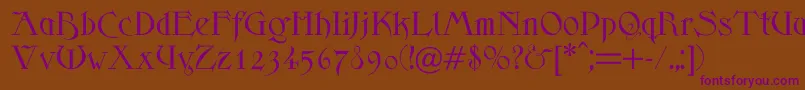 Scythe-Schriftart – Violette Schriften auf braunem Hintergrund