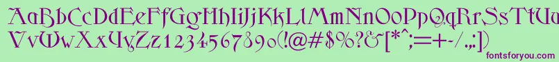 Scythe-Schriftart – Violette Schriften auf grünem Hintergrund