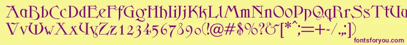 Scythe-Schriftart – Violette Schriften auf gelbem Hintergrund
