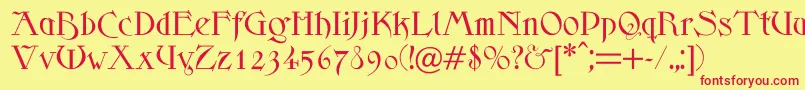 Scythe-Schriftart – Rote Schriften auf gelbem Hintergrund