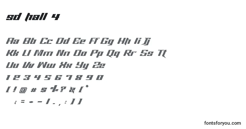 A fonte Sd hall 4 – alfabeto, números, caracteres especiais