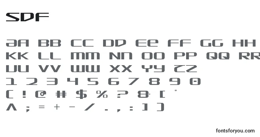 A fonte Sdf (139838) – alfabeto, números, caracteres especiais