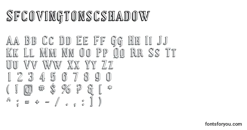 Czcionka Sfcovingtonscshadow – alfabet, cyfry, specjalne znaki