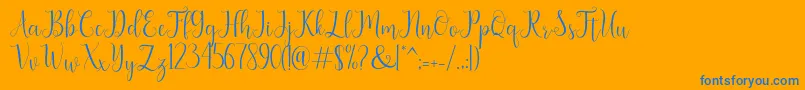 seabright-Schriftart – Blaue Schriften auf orangefarbenem Hintergrund