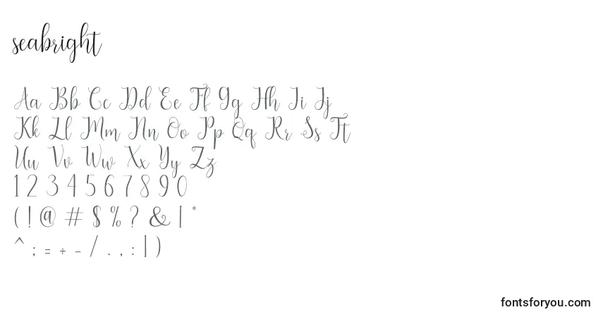 Schriftart Seabright (139842) – Alphabet, Zahlen, spezielle Symbole