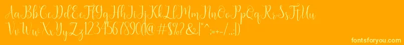 seabright-Schriftart – Gelbe Schriften auf orangefarbenem Hintergrund