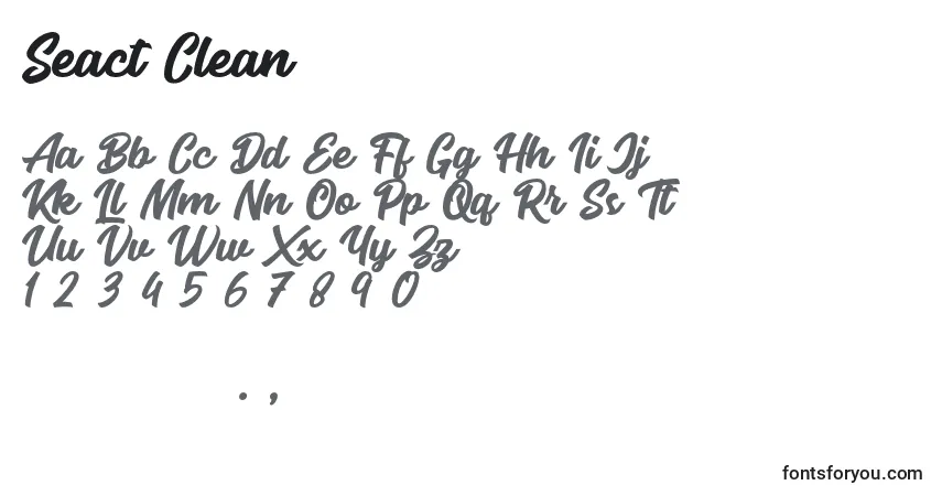 Schriftart Seact Clean – Alphabet, Zahlen, spezielle Symbole