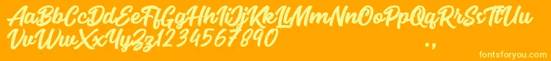 Seact Clean-Schriftart – Gelbe Schriften auf orangefarbenem Hintergrund