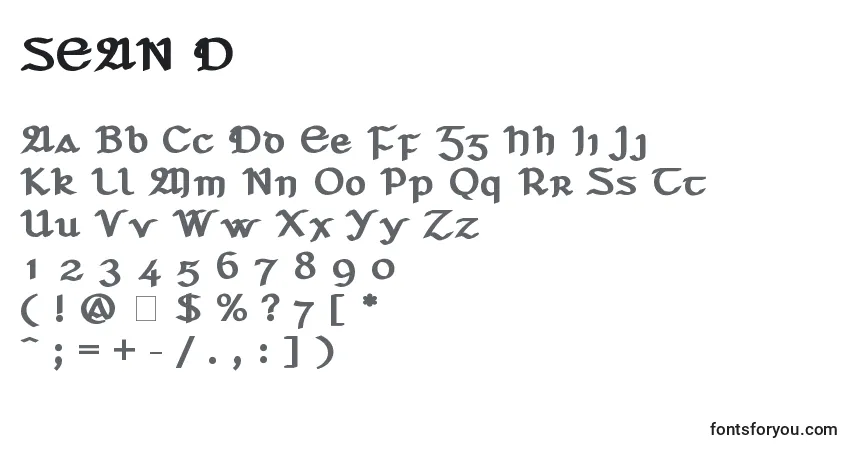 A fonte SEAN D – alfabeto, números, caracteres especiais
