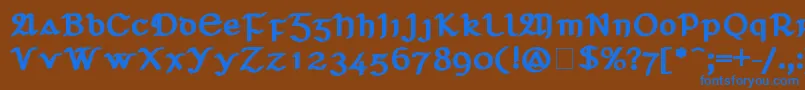 フォントSEAN D – 茶色の背景に青い文字