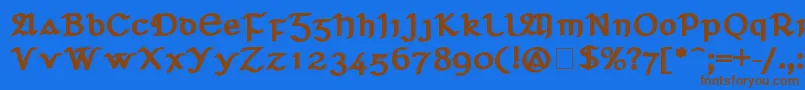フォントSEAN D – 茶色の文字が青い背景にあります。