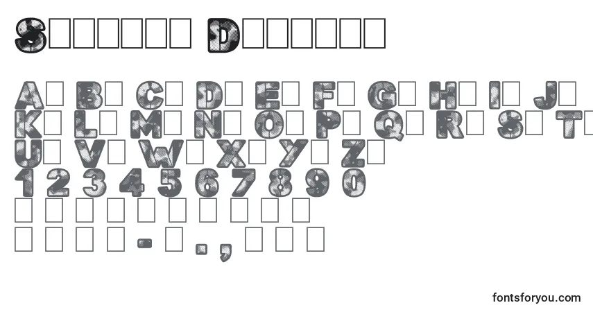 Schriftart Searchn Destroy – Alphabet, Zahlen, spezielle Symbole