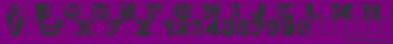 フォントSearchn Destroy – 紫の背景に黒い文字
