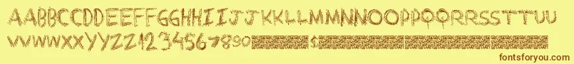 Extrastring-Schriftart – Braune Schriften auf gelbem Hintergrund