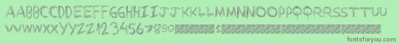 Extrastring-Schriftart – Graue Schriften auf grünem Hintergrund