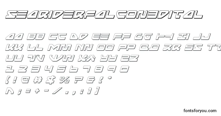 Schriftart Seariderfalcon3dital (139874) – Alphabet, Zahlen, spezielle Symbole