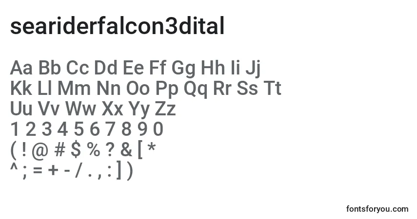 Schriftart Seariderfalcon3dital (139875) – Alphabet, Zahlen, spezielle Symbole