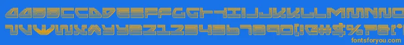 フォントseariderfalconchrome – オレンジ色の文字が青い背景にあります。