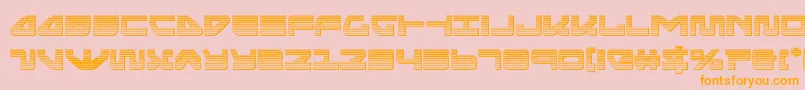 フォントseariderfalconchrome – オレンジの文字がピンクの背景にあります。