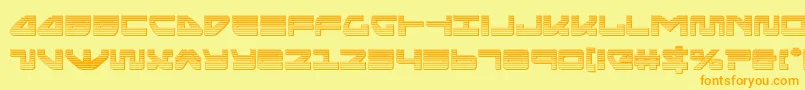 フォントseariderfalconchrome – オレンジの文字が黄色の背景にあります。