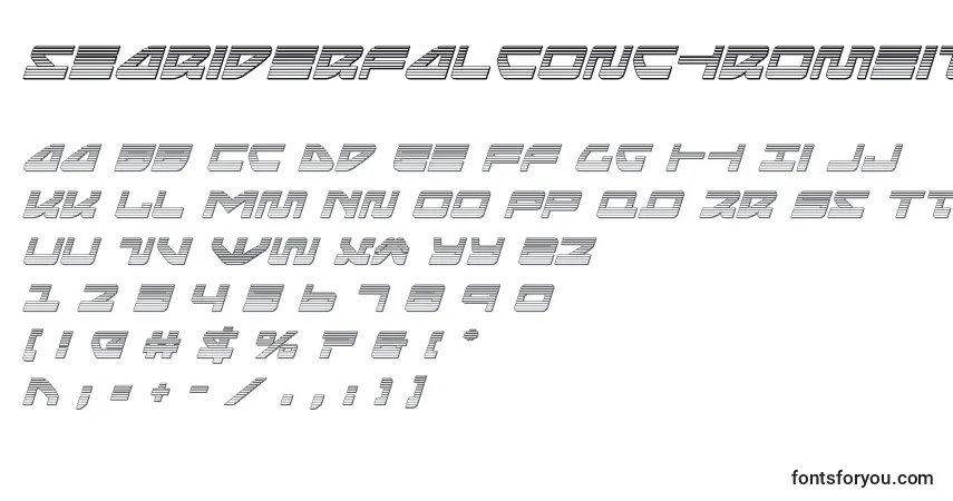 Schriftart Seariderfalconchromeital (139880) – Alphabet, Zahlen, spezielle Symbole
