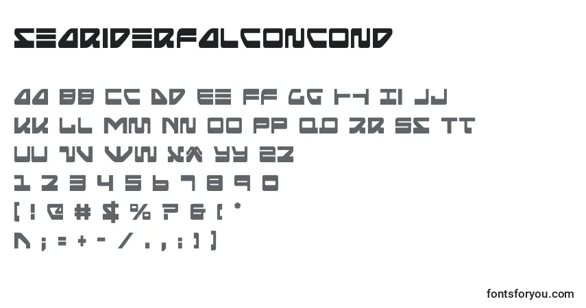 Czcionka Seariderfalconcond (139882) – alfabet, cyfry, specjalne znaki