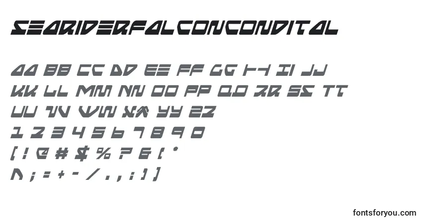 Schriftart Seariderfalconcondital (139883) – Alphabet, Zahlen, spezielle Symbole