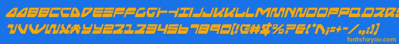 seariderfalconcondital-Schriftart – Orangefarbene Schriften auf blauem Hintergrund