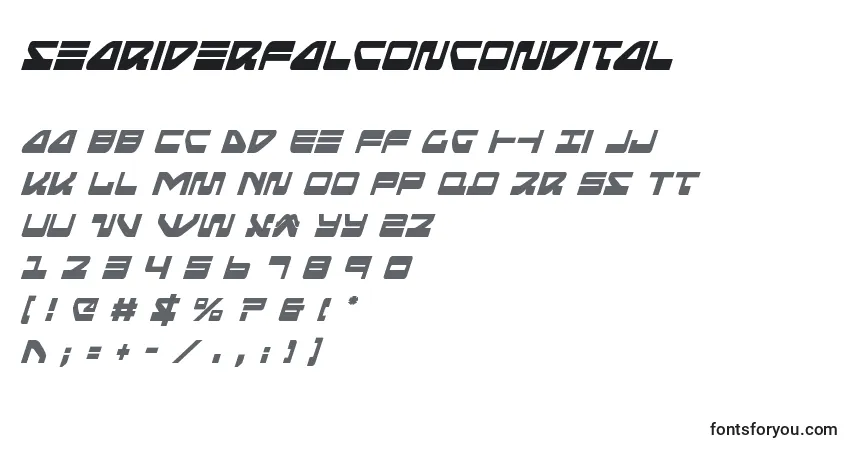 Schriftart Seariderfalconcondital (139884) – Alphabet, Zahlen, spezielle Symbole