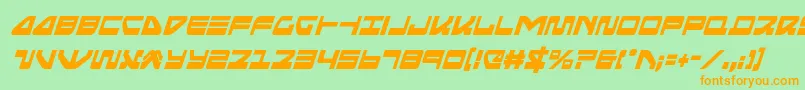 フォントseariderfalconcondital – オレンジの文字が緑の背景にあります。