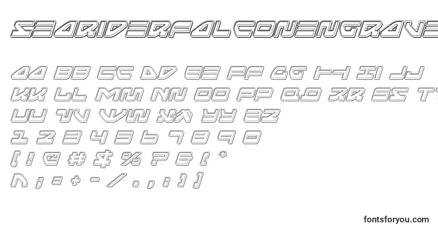 Schriftart Seariderfalconengraveital (139886) – Alphabet, Zahlen, spezielle Symbole