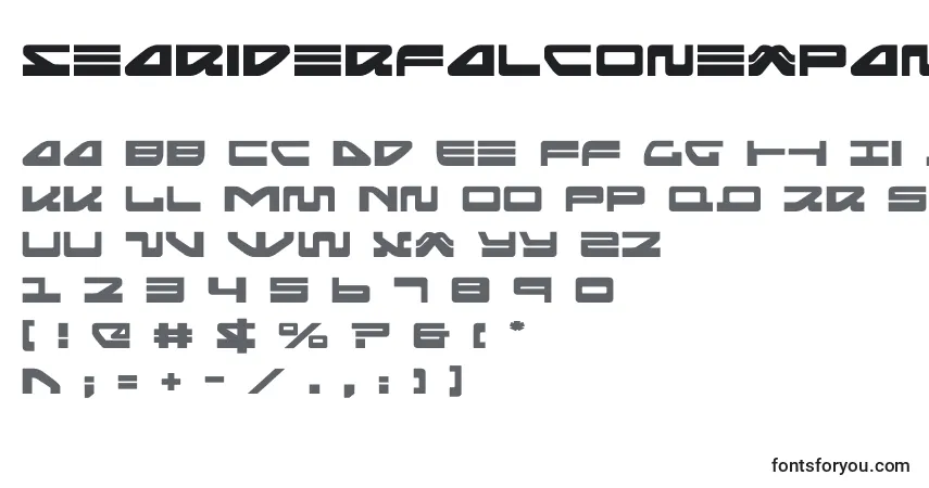 Schriftart Seariderfalconexpand (139888) – Alphabet, Zahlen, spezielle Symbole