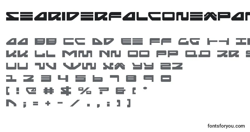 Schriftart Seariderfalconexpand (139889) – Alphabet, Zahlen, spezielle Symbole