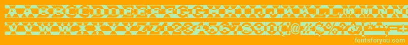 Latino7 Font – Green Fonts on Orange Background