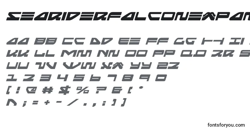 Schriftart Seariderfalconexpandital (139890) – Alphabet, Zahlen, spezielle Symbole