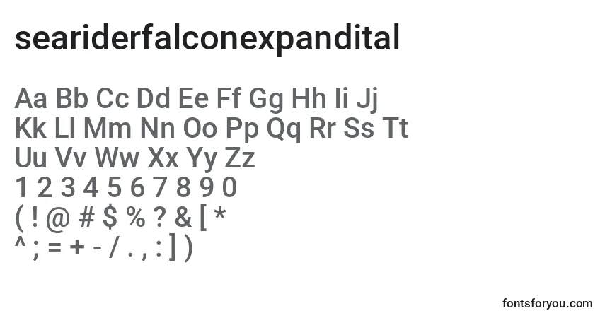 Czcionka Seariderfalconexpandital (139891) – alfabet, cyfry, specjalne znaki