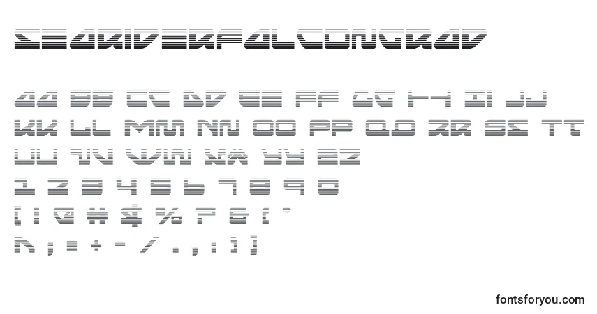 A fonte Seariderfalcongrad (139892) – alfabeto, números, caracteres especiais