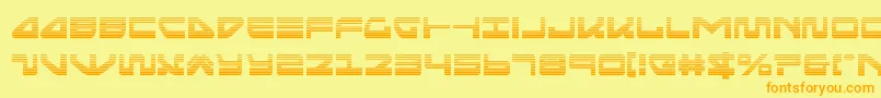 フォントseariderfalcongrad – オレンジの文字が黄色の背景にあります。