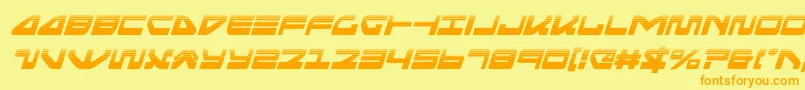 フォントseariderfalconhalfital – オレンジの文字が黄色の背景にあります。