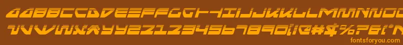 フォントseariderfalconhalfital – オレンジ色の文字が茶色の背景にあります。